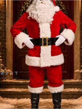 Rubie's Red and White Plush Santa Outfit with Black Belt